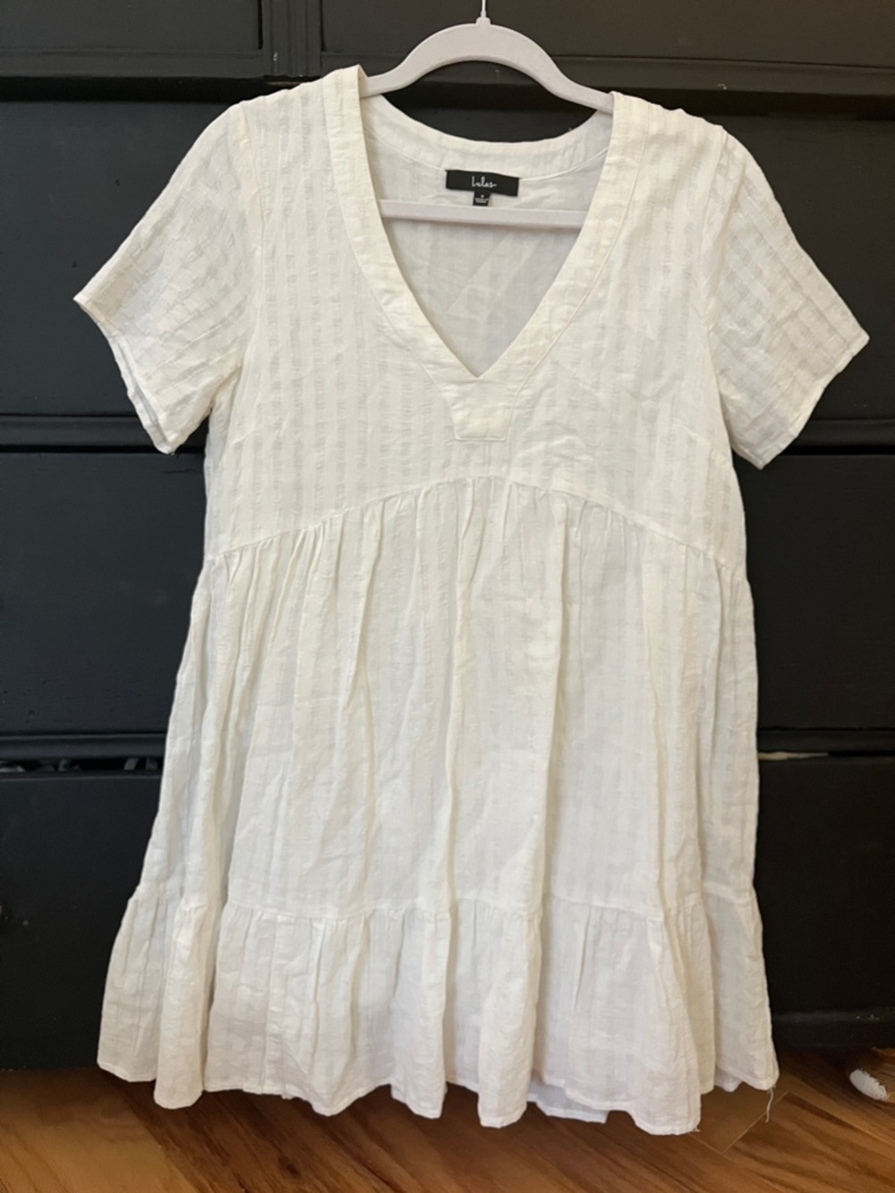 Lulu's Cream V-Neck Babydoll Midi Dress